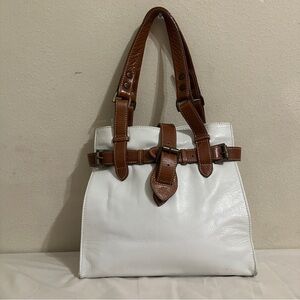 Vintage Mulberry White and Brown Women's Handbag